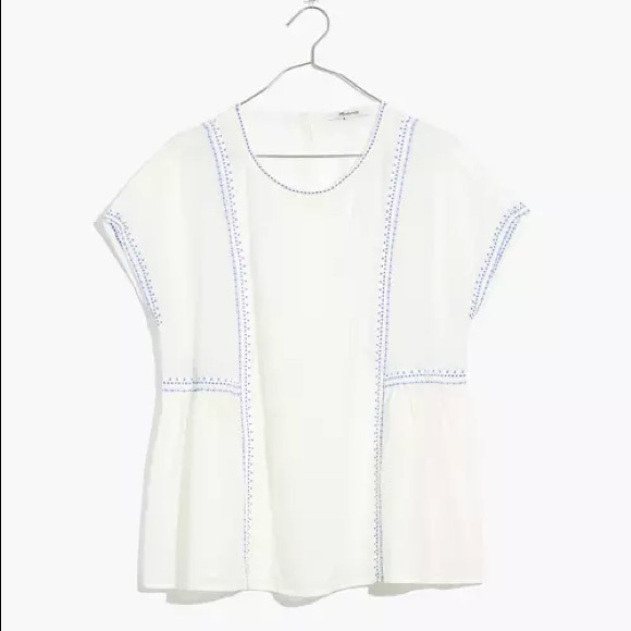 Madewell Embroidered Crewneck Folk Top - Picture 1 of 4